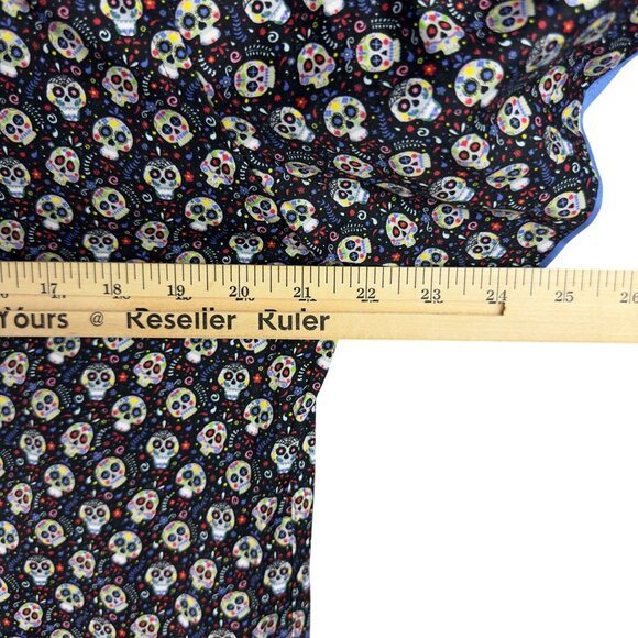 Luchiano Visconti Sugar Skull Button-Up Shirt Mens M Black Short Sleeve New - Picture 4 of 9